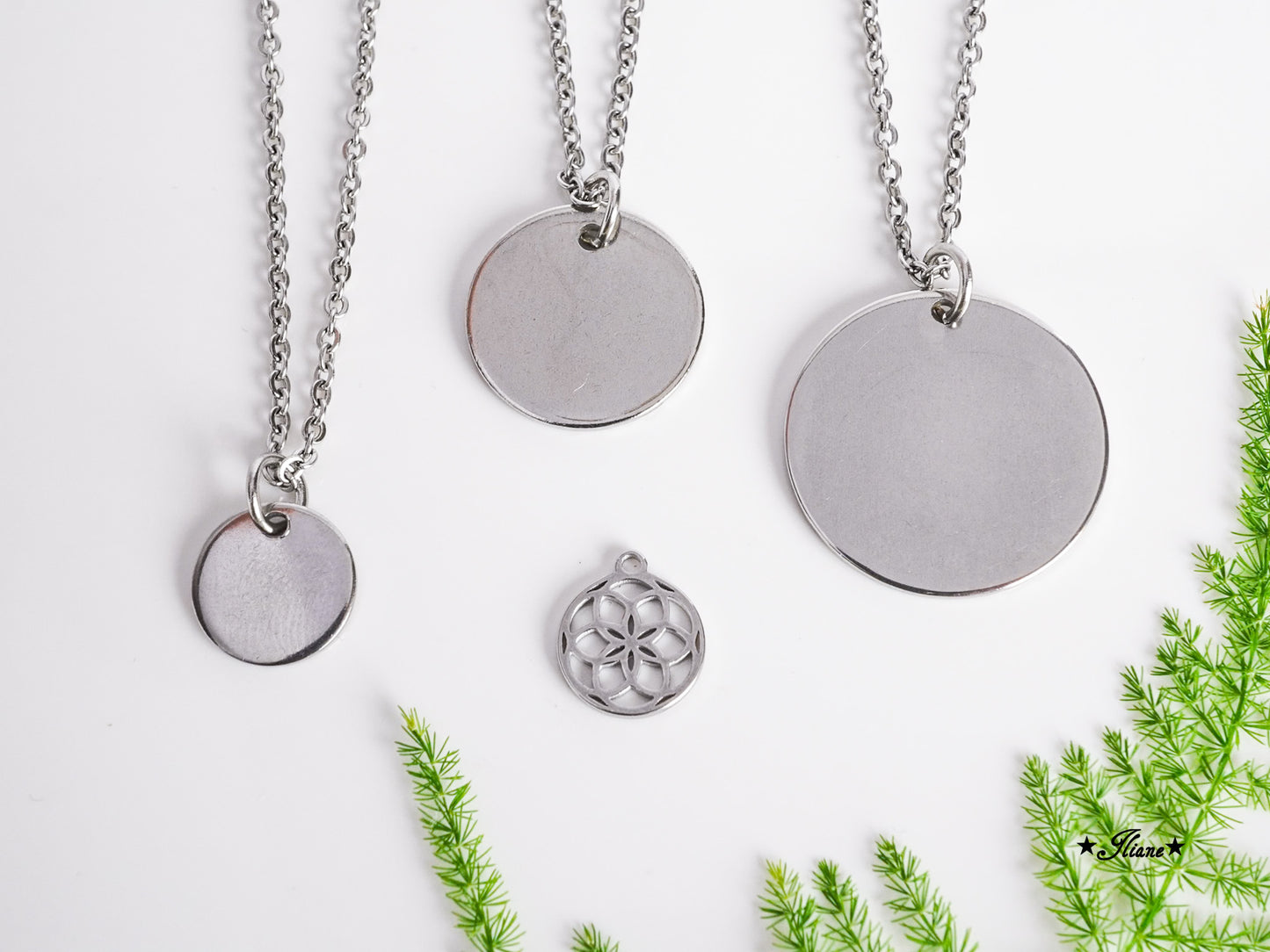 Kettenanhänger - Blume des Lebens - Edelstahl silber