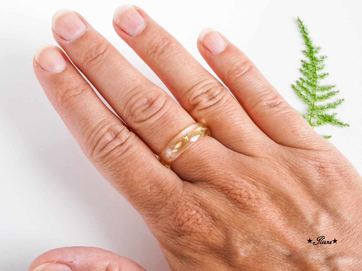 Goldene Gräser - Ring aus Resin mit gold 0923
