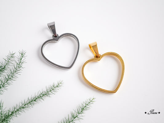 Dein persönliches Erinnerungsschmuckstück mit eigenen Blüten - Kette Herz Edelstahl silber oder gold
