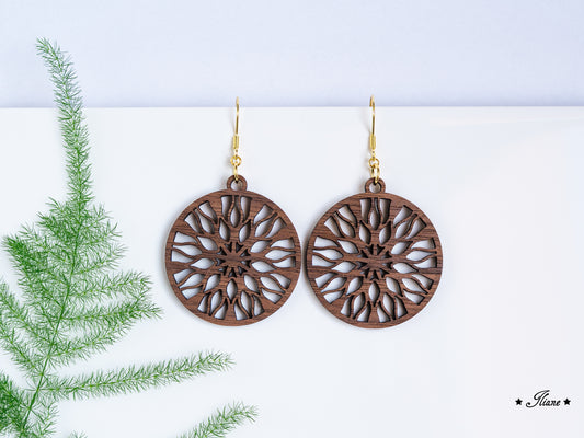 Holzohrringe Mandala Boho rund #2