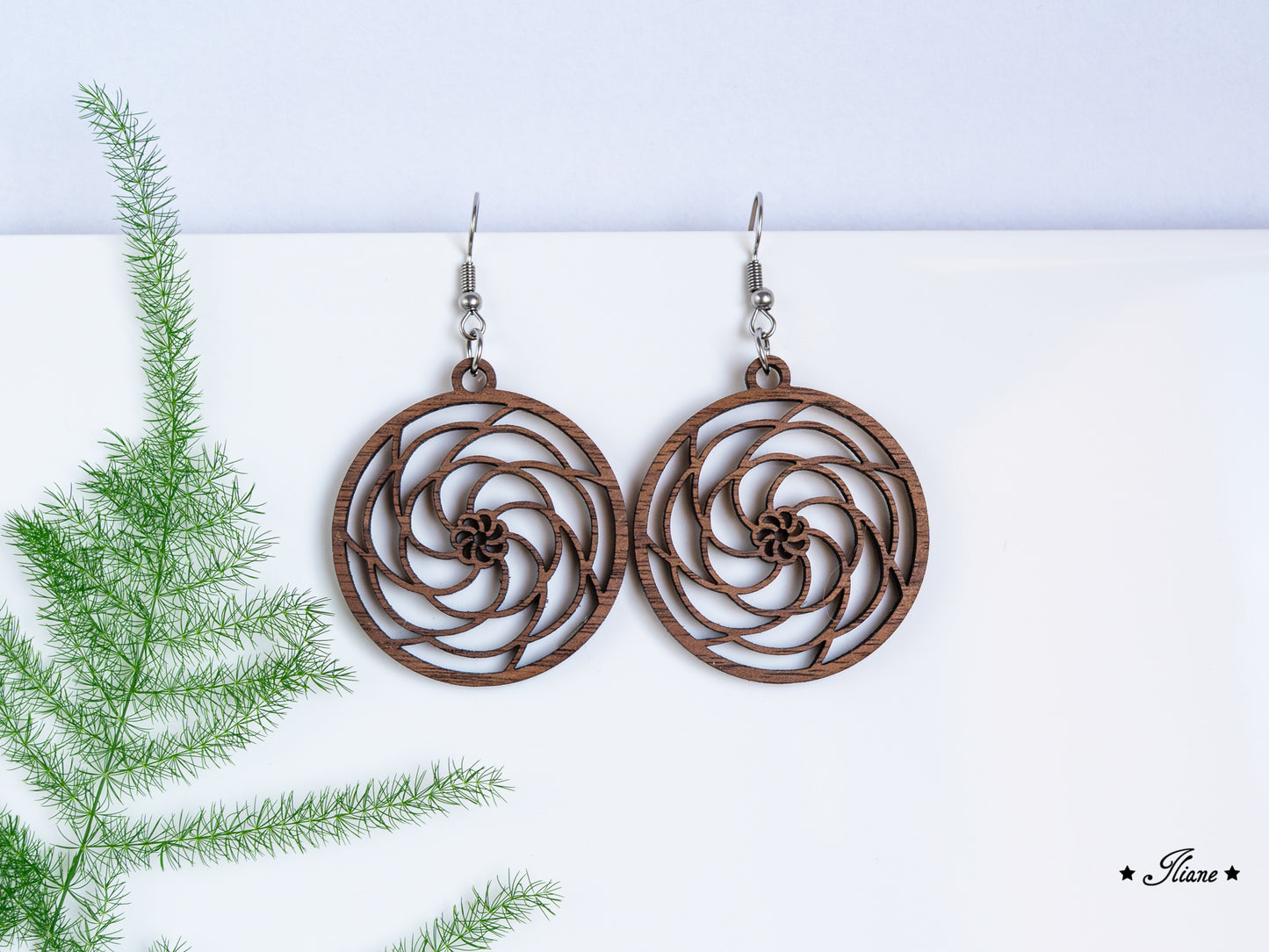 Holzohrringe Mandala Boho rund #4