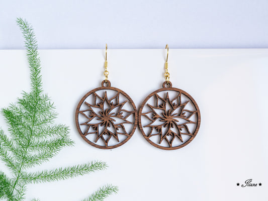 Holzohrringe Mandala Boho rund #5