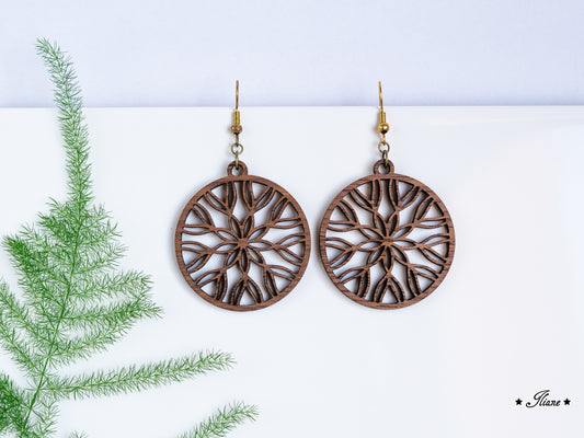 Holzohrringe Mandala Boho rund #6