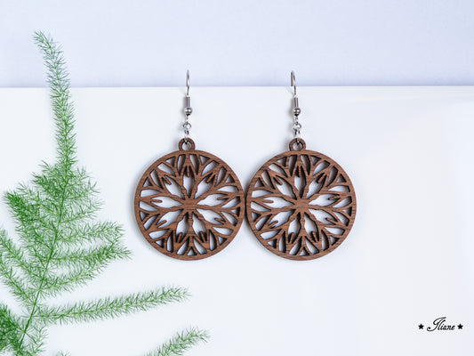 Holzohrringe Mandala Boho rund #7