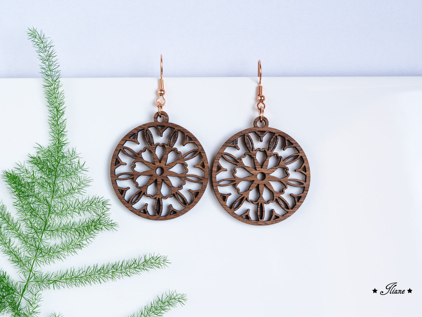 Holzohrringe Mandala Boho rund #9