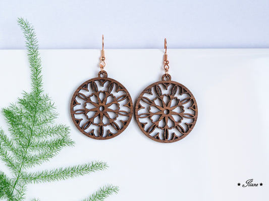 Holzohrringe Mandala Boho rund #9
