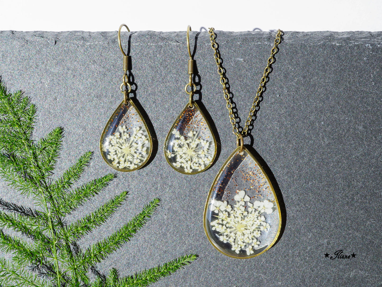 Wilde Möhre mit Glitzer - SET antik bronze 0585