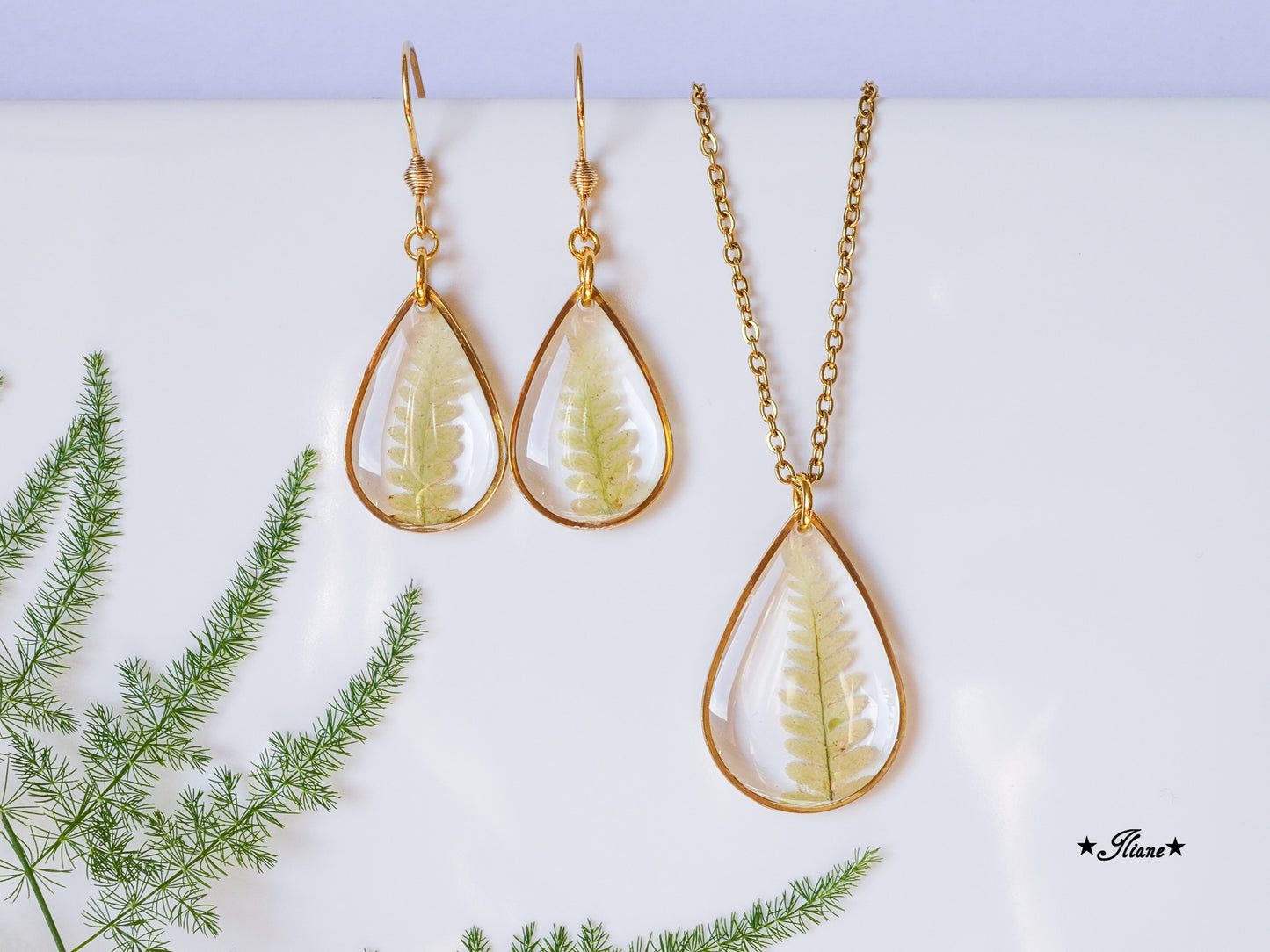 vintage Farn - SET Edelstahl gold 0577