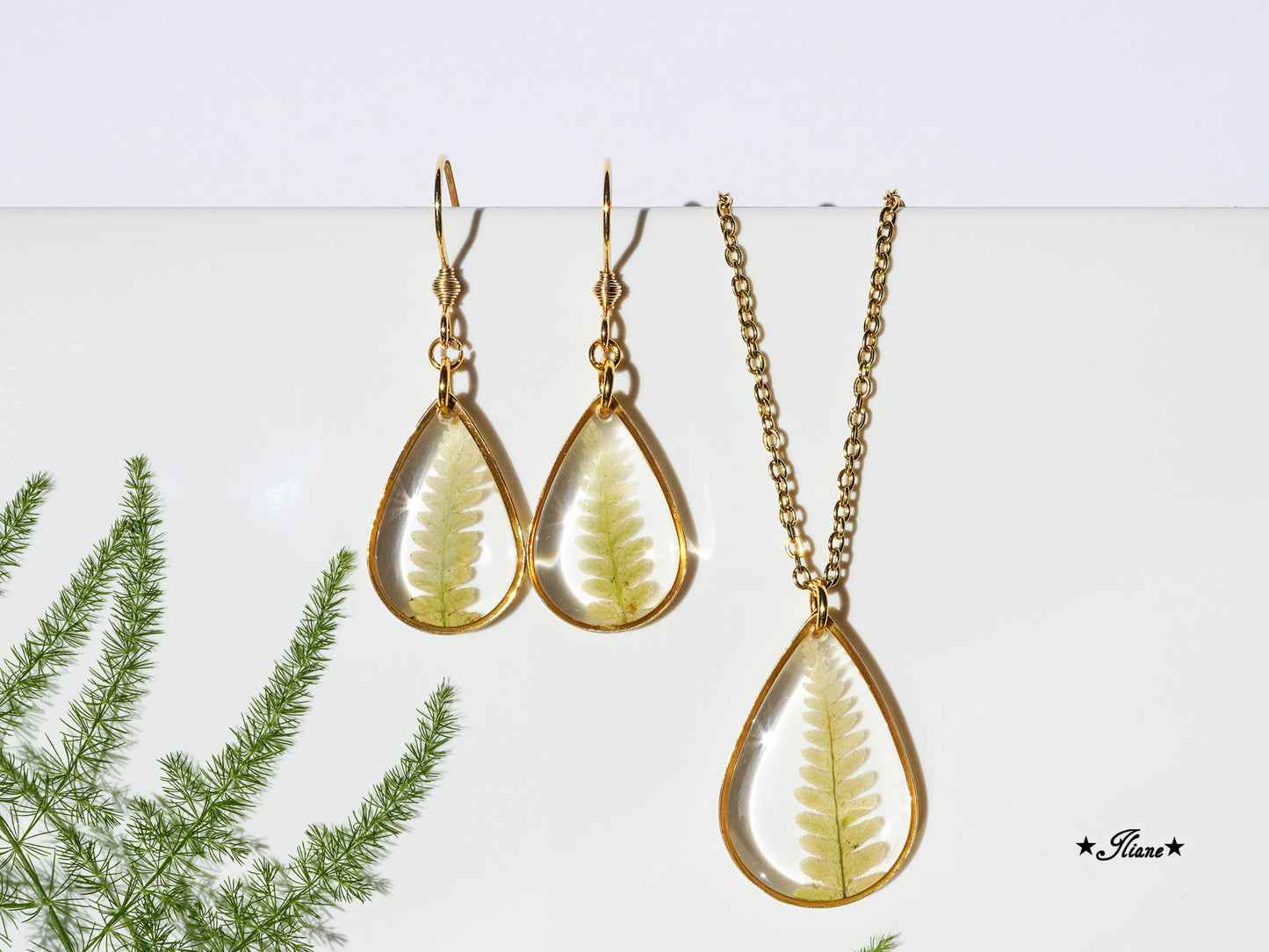 vintage Farn - SET Edelstahl gold 0577
