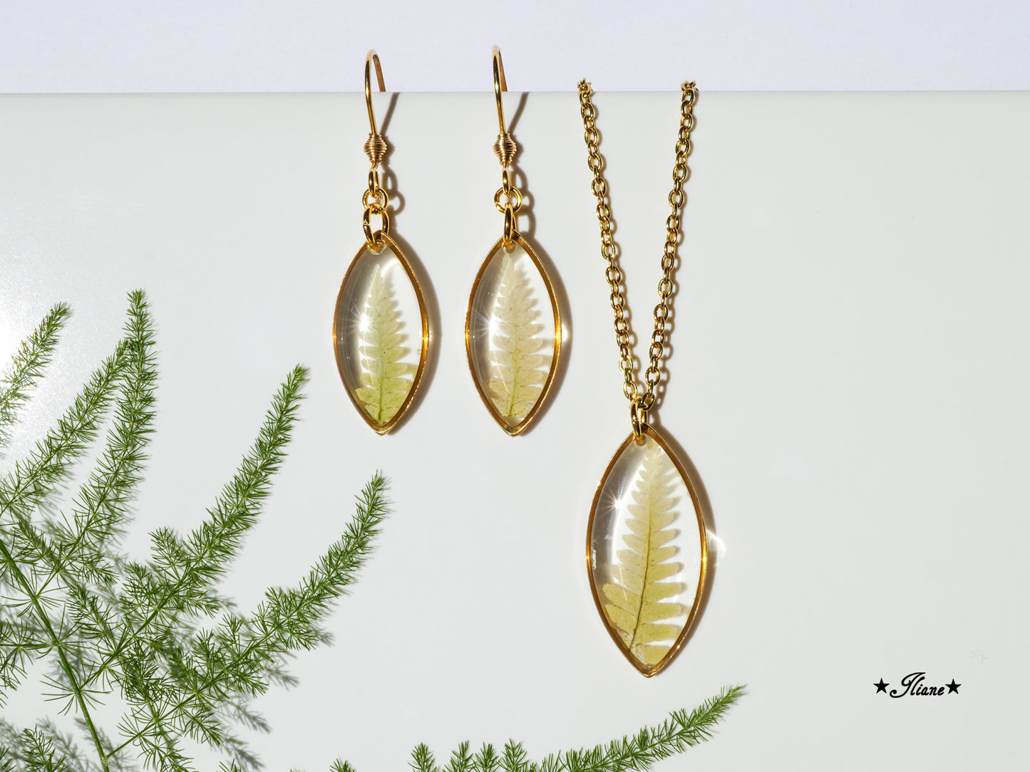 vintage Farn - SET Edelstahl gold 0559