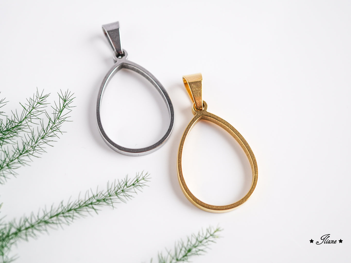 Dein persönliches Erinnerungsschmuckstück mit eigenen Blüten - Kette Tropfen Edelstahl silber oder gold
