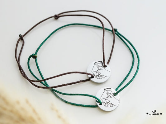 personalisiertes Armband mit Textilband - Edelstahl silber, gold oder roségoldfarben
