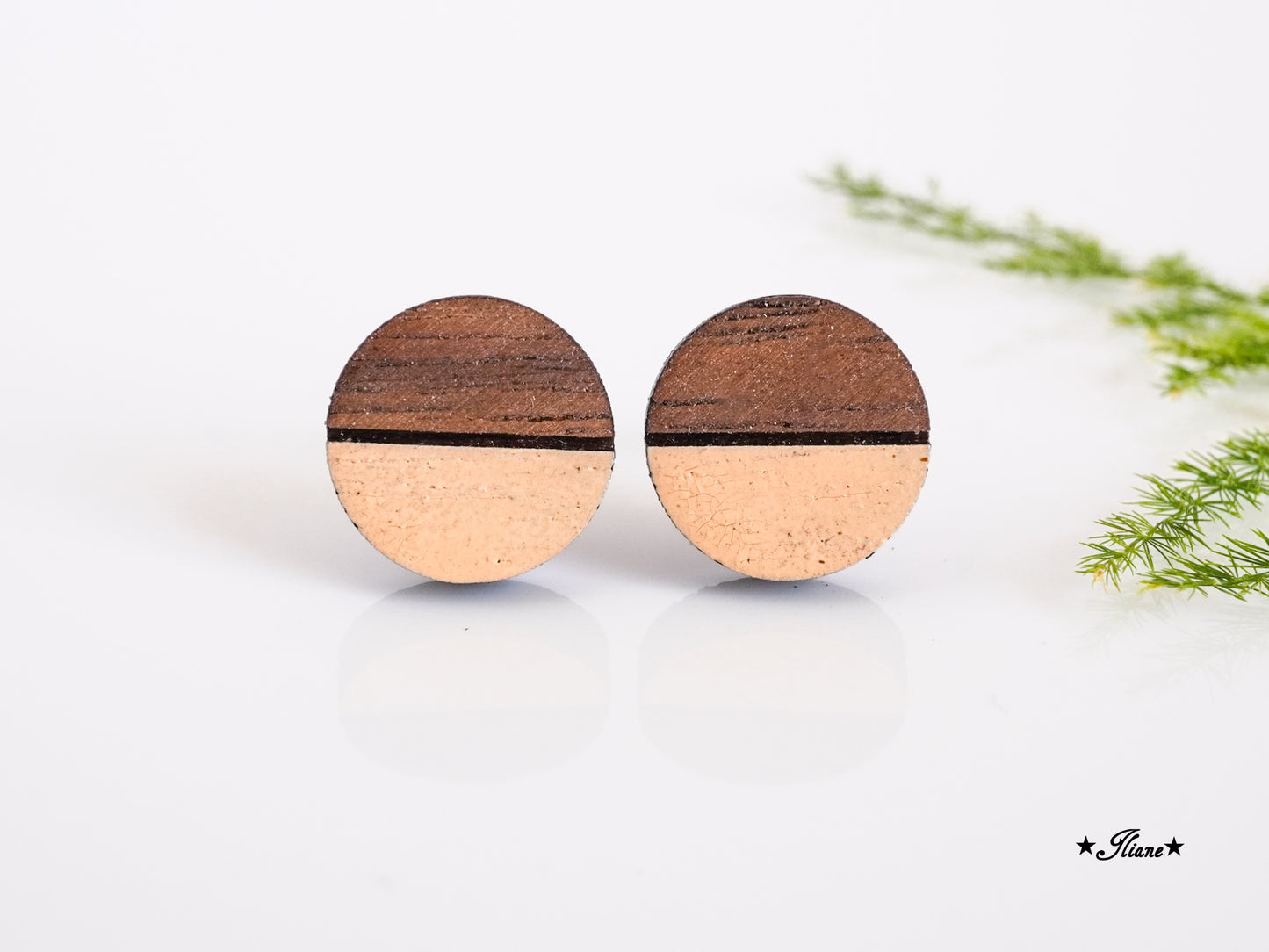 Ohrstecker aus Holz - Pastell Geo
