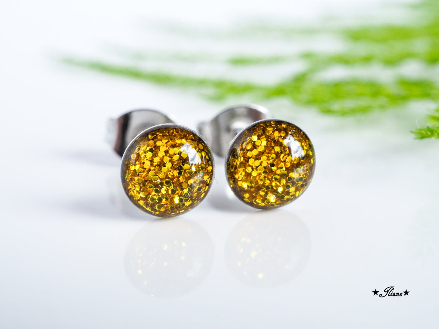 30 Farben - Ohrstecker aus Edelstahl mit Glitzer