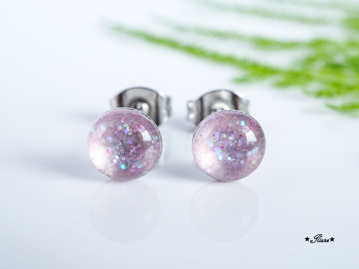 30 Farben - Ohrstecker aus Edelstahl mit Glitzer