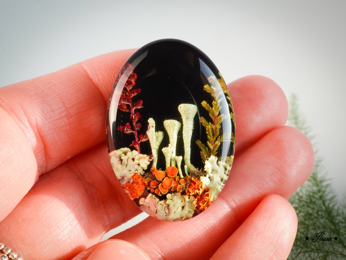 Nebelkind - Moose und Flechten - Kette mit Anhänger - Edelstahl silber, gold oder roségold 0837