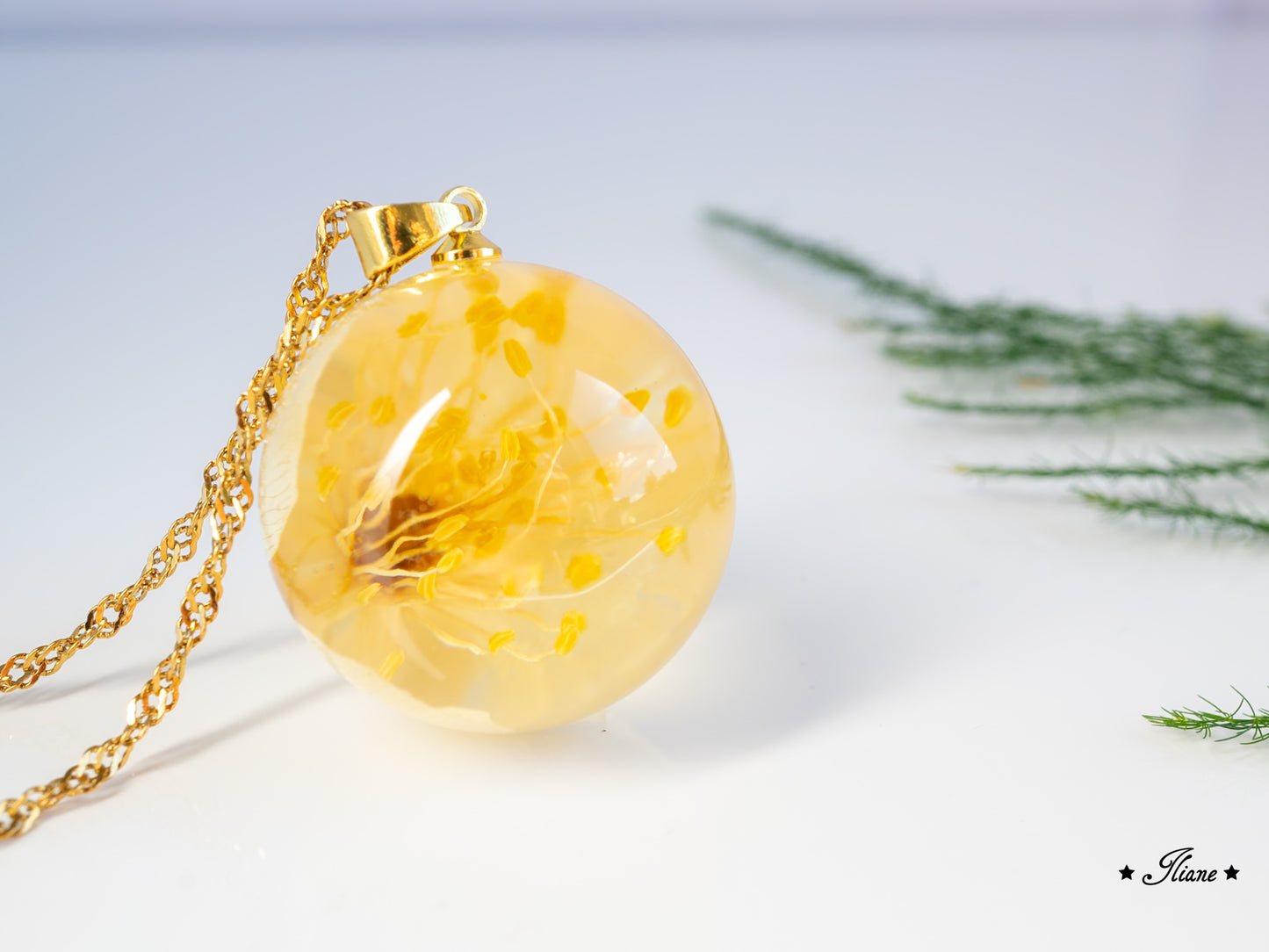 Kette Kugel mit Jasminblüte - gold 0854