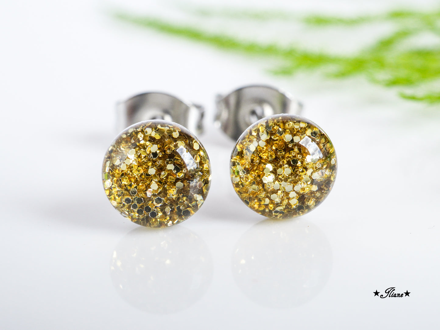 30 Farben - Ohrstecker aus Edelstahl mit Glitzer