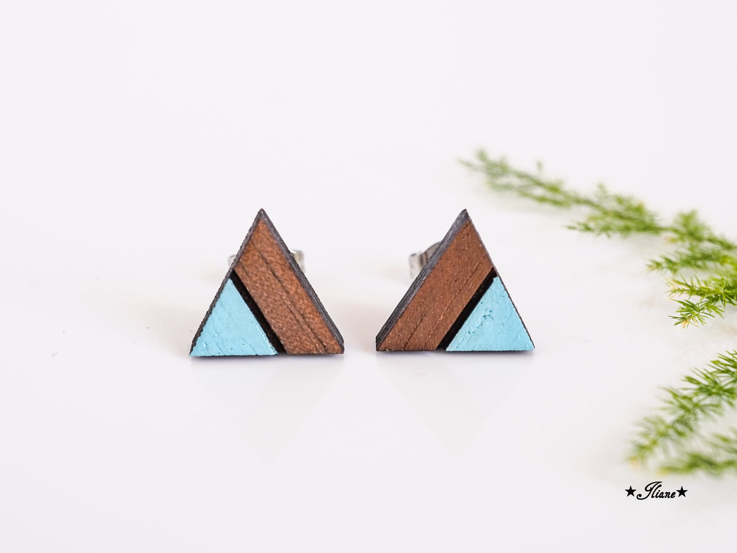 Ohrstecker aus Holz - Pastell Geo