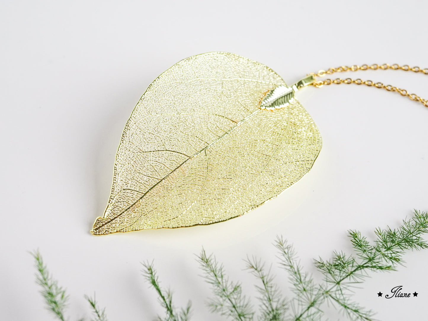 Blattskelett - Kette silber, gold, roségold, kupfer, mint