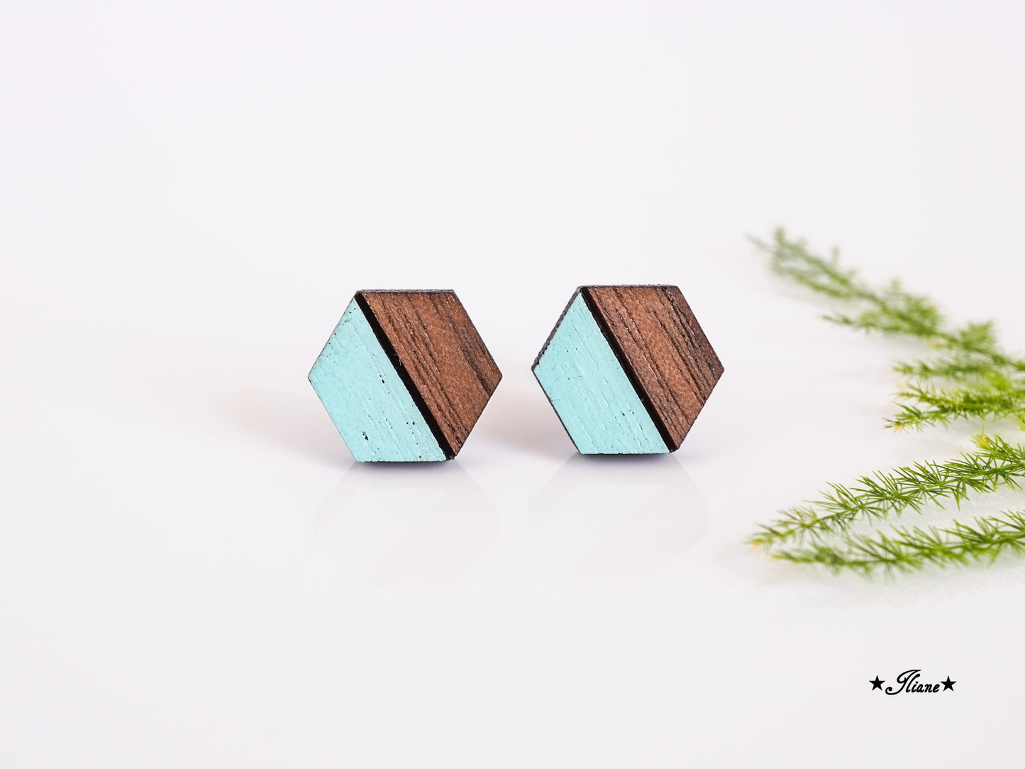 Ohrstecker aus Holz - Pastell Geo