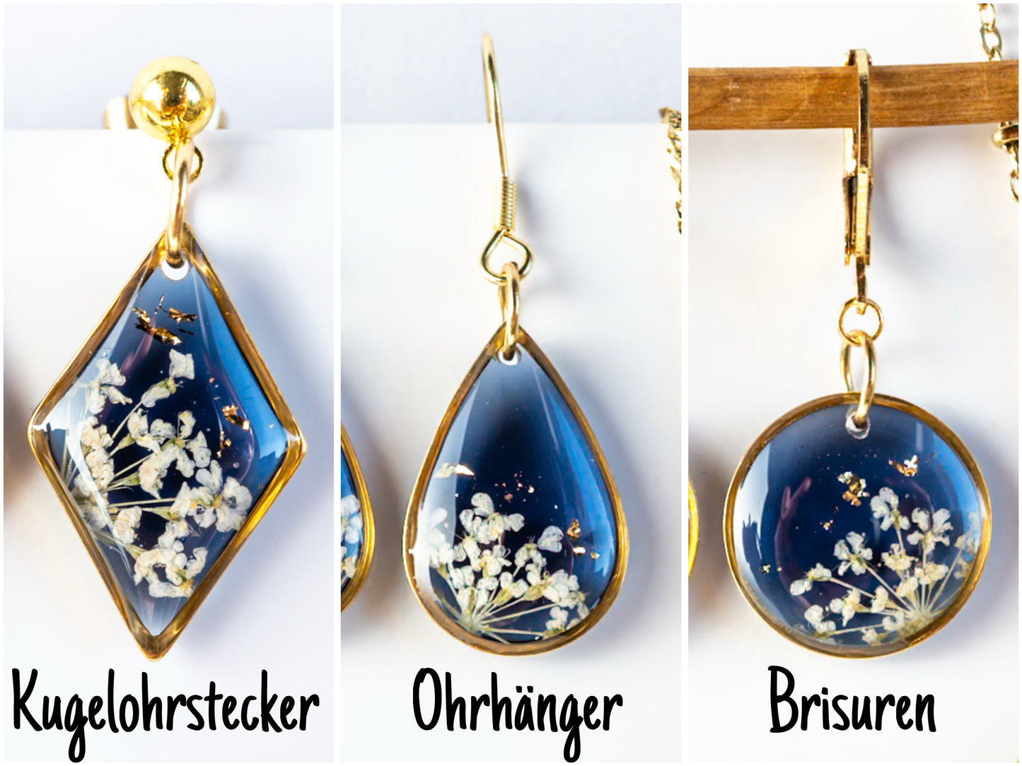 Doldenblüten onyx - SET Edelstahl silber 0872